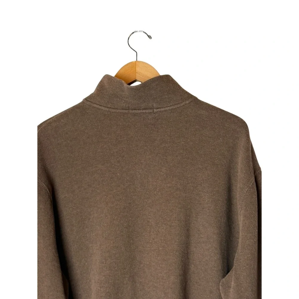 Polo‎ Ralph Lauren Quarter Zip Pullover Men XL Brown Cotton Preppy Logo Academia